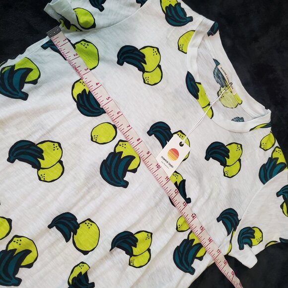Marine Layer Women's Shirt sz XS white lemon printed Crew Neck short Sleeve New - Picture 7 of 12